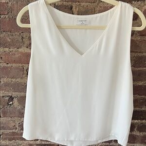 Aritzia Babaton V-Neck White Blouse